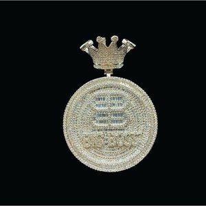 Silver Iced Out  Big Boss King Necklace